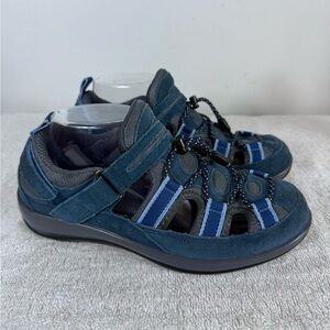Orthofeet Womens Comfort Shoes Strappy Blue Size 8W Leather Outdoor‎ Wide